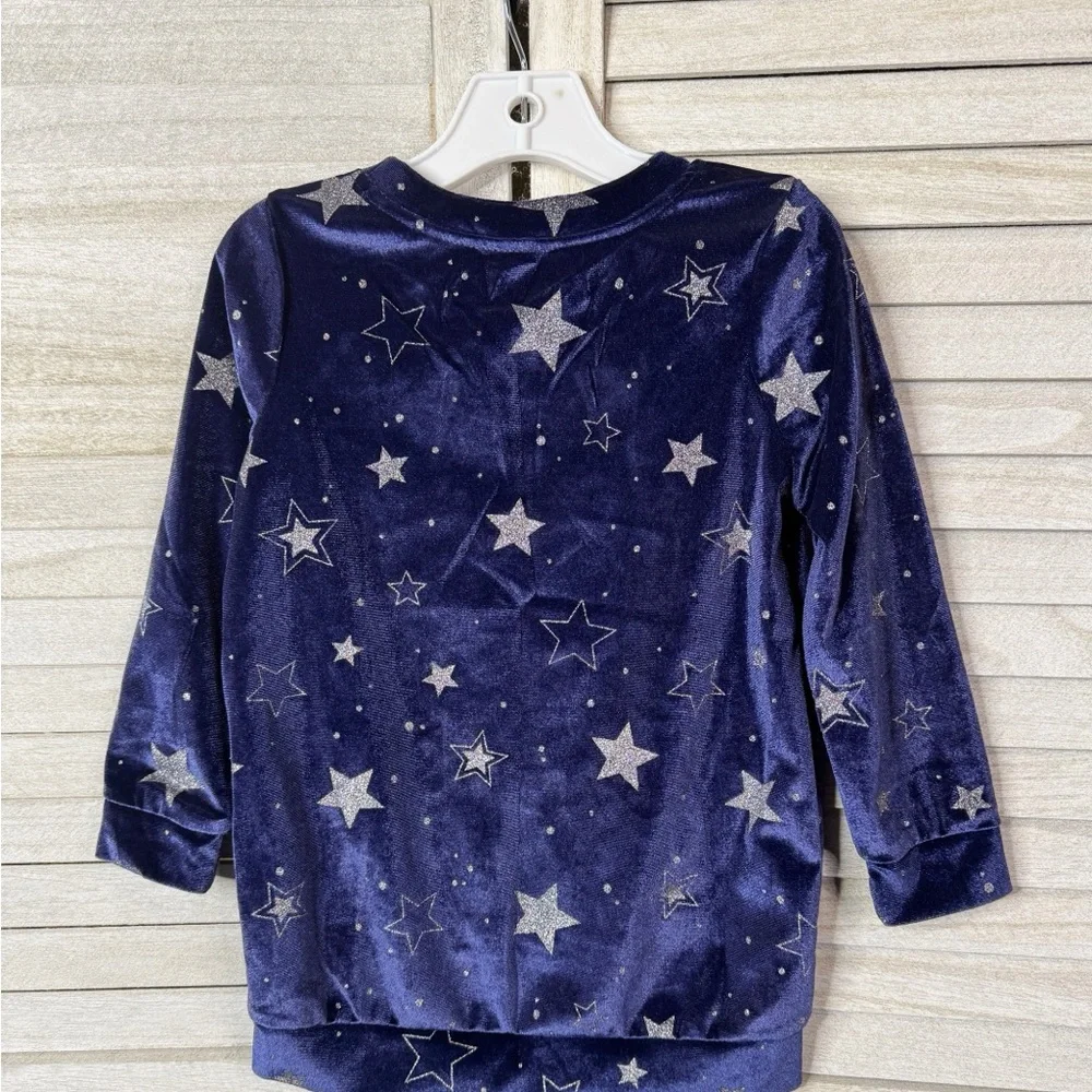 Gymboree Navy Velvet Top with Silver Stars. Excellent Condition. Size XS